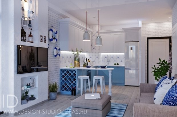 Фото из портфолио МОРСКАЯ РОМАНТИКА В ЛАСПИ, 52 М² – фотографии дизайна интерьеров на INMYROOM