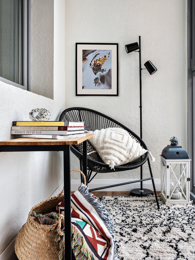 Фотография: Балкон в стиле Скандинавский, Современный, Эклектика, Малогабаритная квартира, Квартира, Студия, Проект дня, Москва, Монолитный дом, до 40 метров, 40-60 метров, Наталья Калентьева – фото на INMYROOM