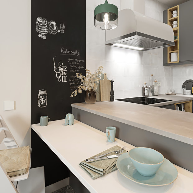 Фотография: Кухня и столовая в стиле Скандинавский, Квартира, Проект недели, Москва, 2 комнаты, 60-90 метров, Эльжбета Чегарова – фото на INMYROOM