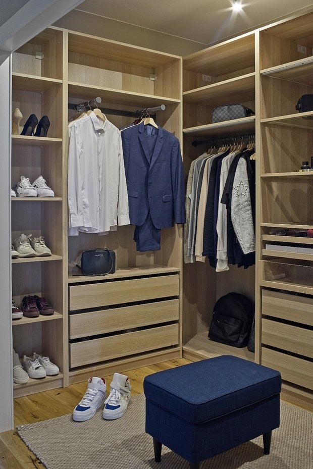 Фотография: Гардеробная в стиле Современный, Скандинавский, Квартира, Проект недели, Санкт-Петербург, Наталия Худая, 2 комнаты, 60-90 метров, Монолитно-кирпичный – фото на INMYROOM