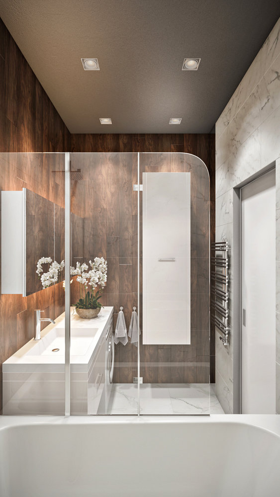 Фотография: Ванная в стиле Современный, Малогабаритная квартира, Квартира, Проект недели, Москва, Михаил Новинский, Ольга Погорелова, Монолитный дом, 1 комната, 40-60 метров, Марк Гришин – фото на INMYROOM Фотография: Ванная в стиле Современный, Малогабаритная квартира, Квартира, Проект недели, Москва, Михаил Новинский, Ольга Погорелова, Монолитный дом, 1 комната, 40-60 метров, Марк Гришин – фото на INMYROOM