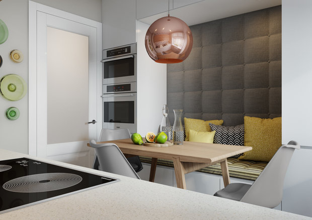 Фотография: Кухня и столовая в стиле Скандинавский, Современный, Эклектика, Квартира, Проект недели, Одинцово, без перепланировки, Старый фонд, Denew Interior Studio, Кирпичный дом, 3 комнаты, 60-90 метров – фото на INMYROOM