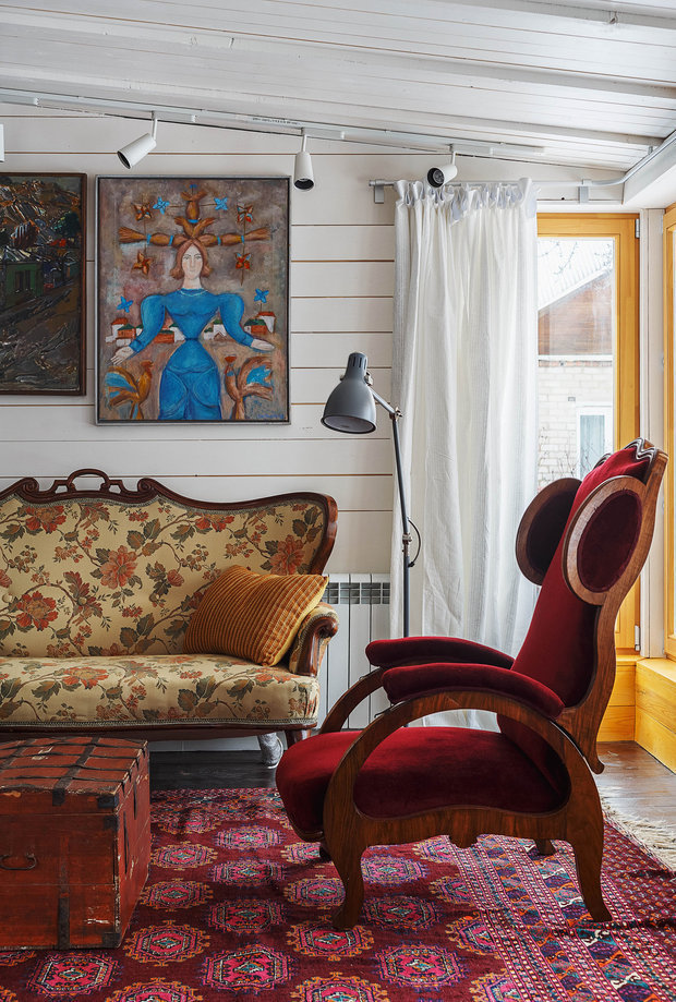 Фотография: Гостиная в стиле Прованс и Кантри, Дом, Проект дня, Дача, Дом и дача, Таруса, Алексей Дунаев, Марианна Запольская – фото на INMYROOM