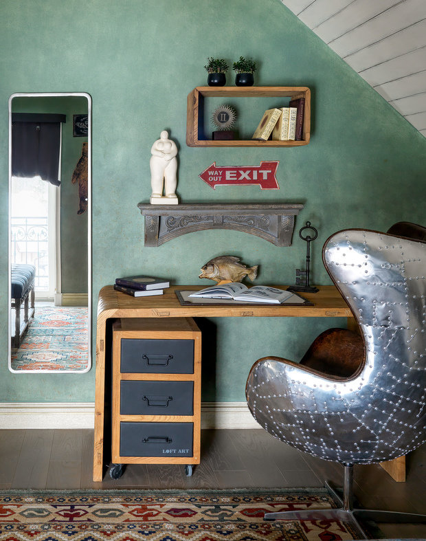 Фотография: Кабинет в стиле Лофт, Эклектика, Прованс и Кантри, Дом, Особняк, Московская область, 4 и больше, Более 90 метров, Дарья Мисюра, Эксклюзивные проекты – фото на INMYROOM