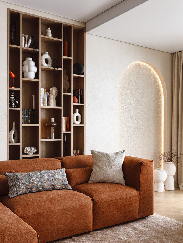 Фотография: Гостиная в стиле Современный, Квартира, Проект дня, Сочи, 2 комнаты, 60-90 метров, современный/минимализм – фото на INMYROOM