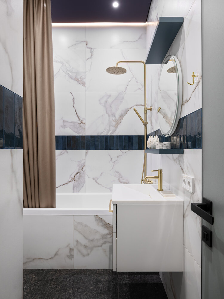 Фотография: Ванная в стиле Современный, Квартира, Проект дня, Москва, Кирпичный дом, 1 комната, 40-60 метров, Замоскворечье, минимализм с элементами современного дизайна, Евгения Заболоцкая – фото на INMYROOM Фотография: Ванная в стиле Современный, Квартира, Проект дня, Москва, Кирпичный дом, 1 комната, 40-60 метров, Замоскворечье, минимализм с элементами современного дизайна, Евгения Заболоцкая – фото на INMYROOM