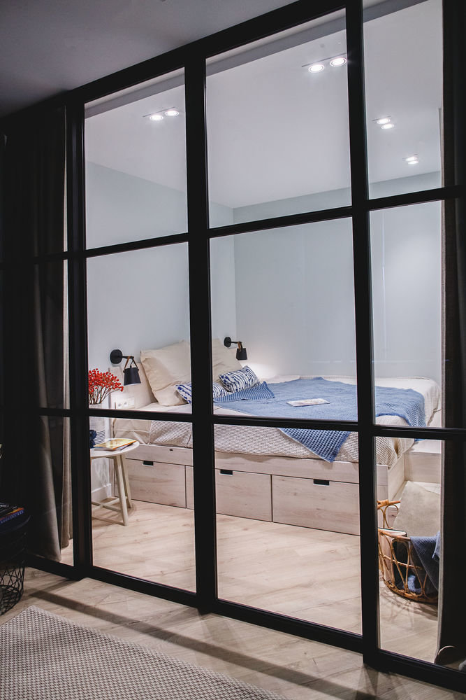 Фотография: Спальня в стиле Современный, Малогабаритная квартира, Квартира, Проект недели, Химки, 1 комната, 2 комнаты, до 40 метров, Татьяна Масленникова – фото на INMYROOM