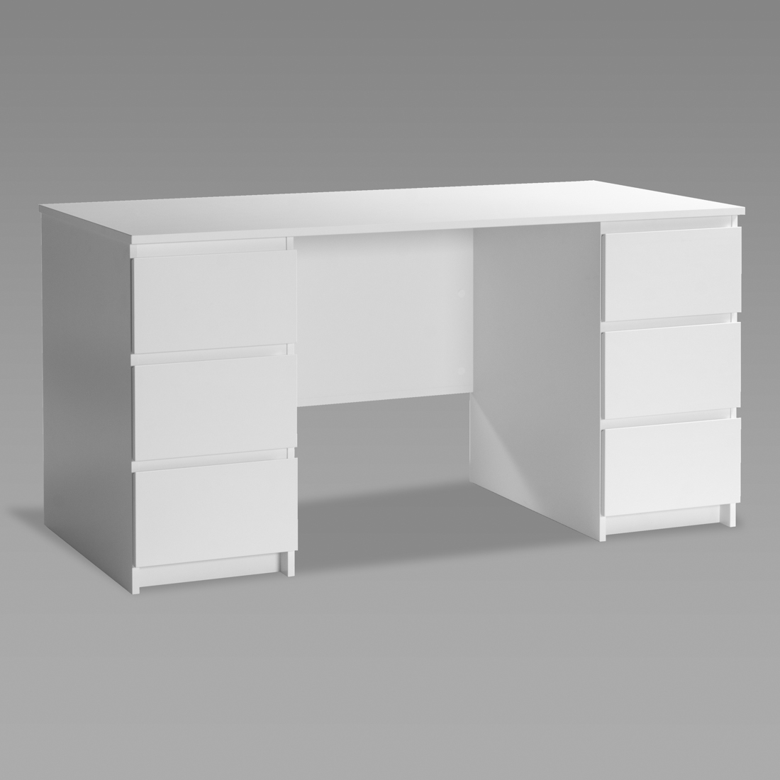 Стол письменный двухтумбовый с шестью ящиками Кастор белого цвета
