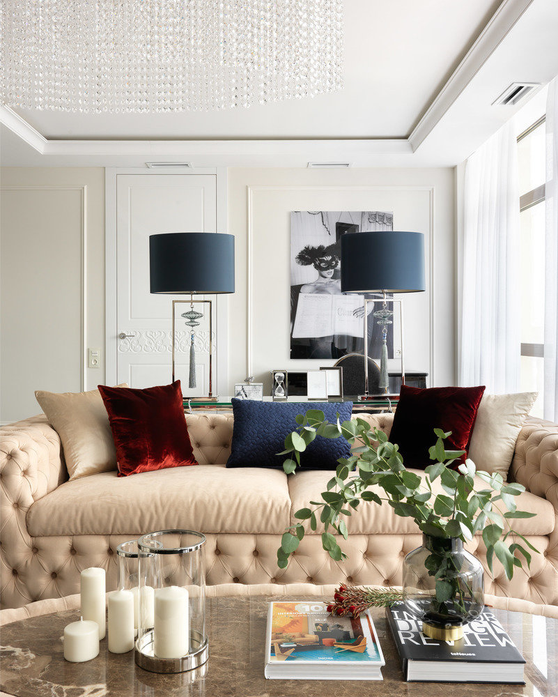 Фотография: Гостиная в стиле Классический, Современный, Квартира, Проект недели, Московская область, Монолитный дом, 2 комнаты, 60-90 метров, #эксклюзивныепроекты, Simple Way, ЖК Admiral Waterhause – фото на INMYROOM