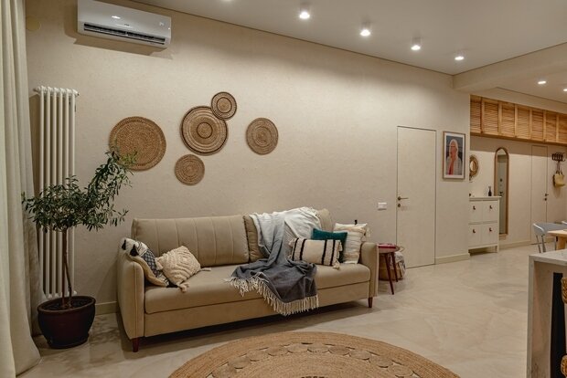 Фотография: Гостиная в стиле Скандинавский, Современный, Эклектика, Эко, Квартира, Крым, Проект недели, 3 комнаты, Более 90 метров, Red Wine design, Евпатория – фото на INMYROOM