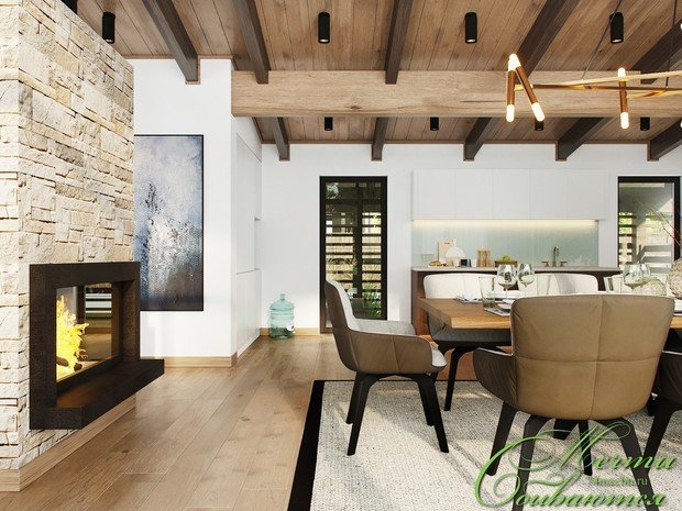 Фото из портфолио Интерьеры дома над прудом в свободном стиле – фотографии дизайна интерьеров на INMYROOM