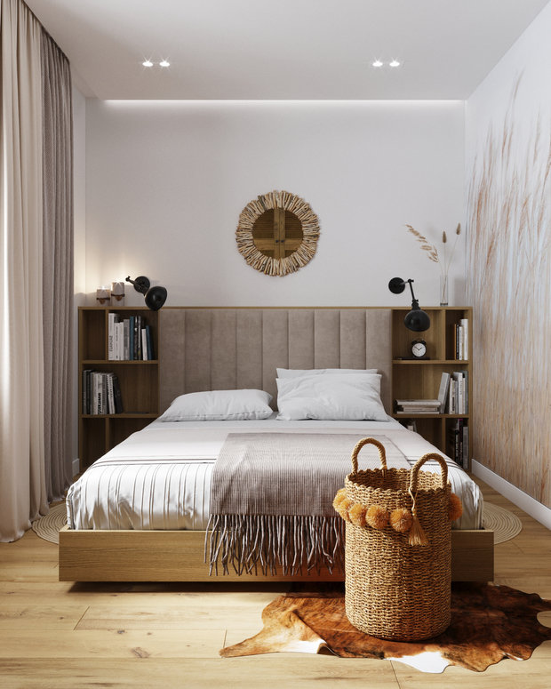 Фотография: Спальня в стиле Современный, Скандинавский, Дом, Проект недели, Дача, Новосибирск, 3 комнаты, 60-90 метров, DS Mango – фото на INMYROOM