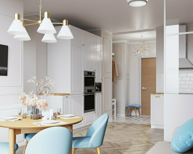 Фотография: Кухня и столовая в стиле Прованс и Кантри, Квартира, Проект недели, Москва, 2 комнаты, 60-90 метров, Студия NSQ, Света Константинова – фото на INMYROOM