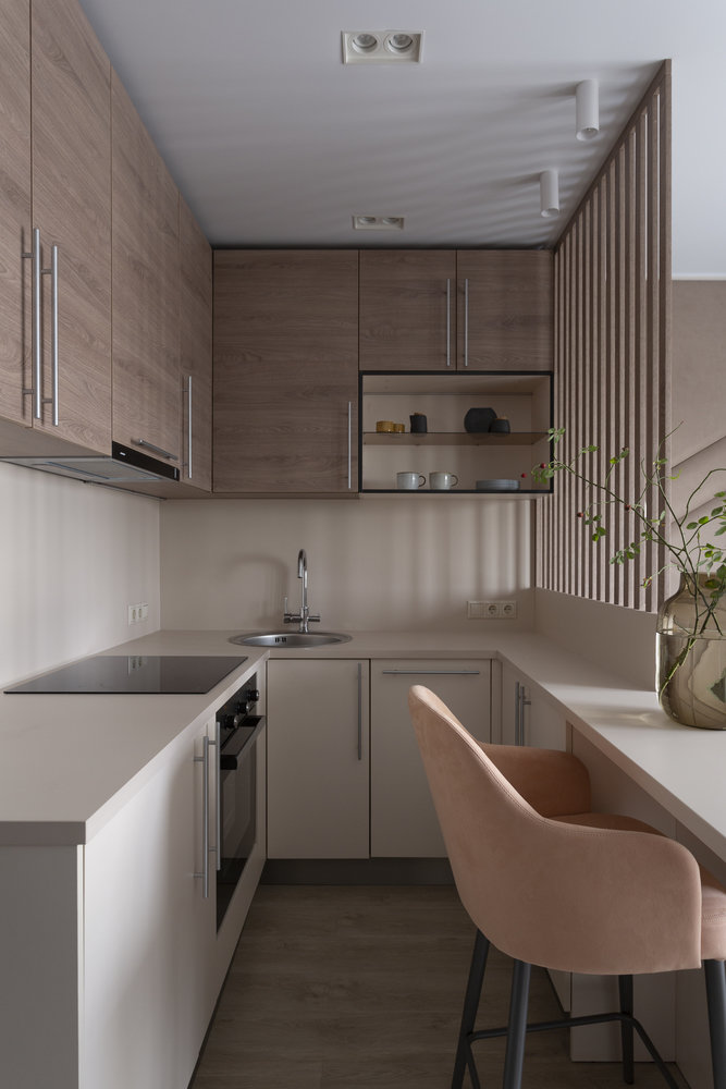 Фотография: Кухня и столовая в стиле Скандинавский, Современный, Квартира, Студия, Проект дня, 1 комната, до 40 метров, Анна Смолякова – фото на INMYROOM