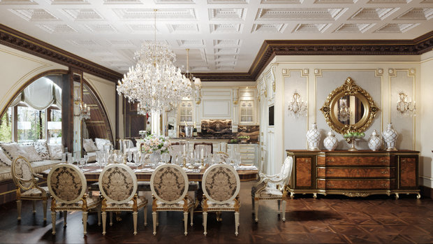 Фото из портфолио ЖК Русский Авангард, 295 кв.м., полудрагоценные полы, стены с золотыми вставками – фотографии дизайна интерьеров на INMYROOM