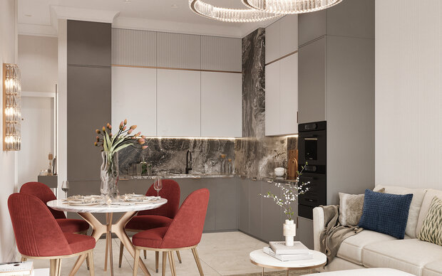 Фото из портфолио Дизайн интерьера квартиры в ЖК «ОМ» в стиле современной классики – фотографии дизайна интерьеров на INMYROOM