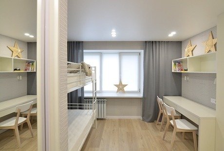 Двухкомнатная квартира для семьи с двумя детьми 53 м²