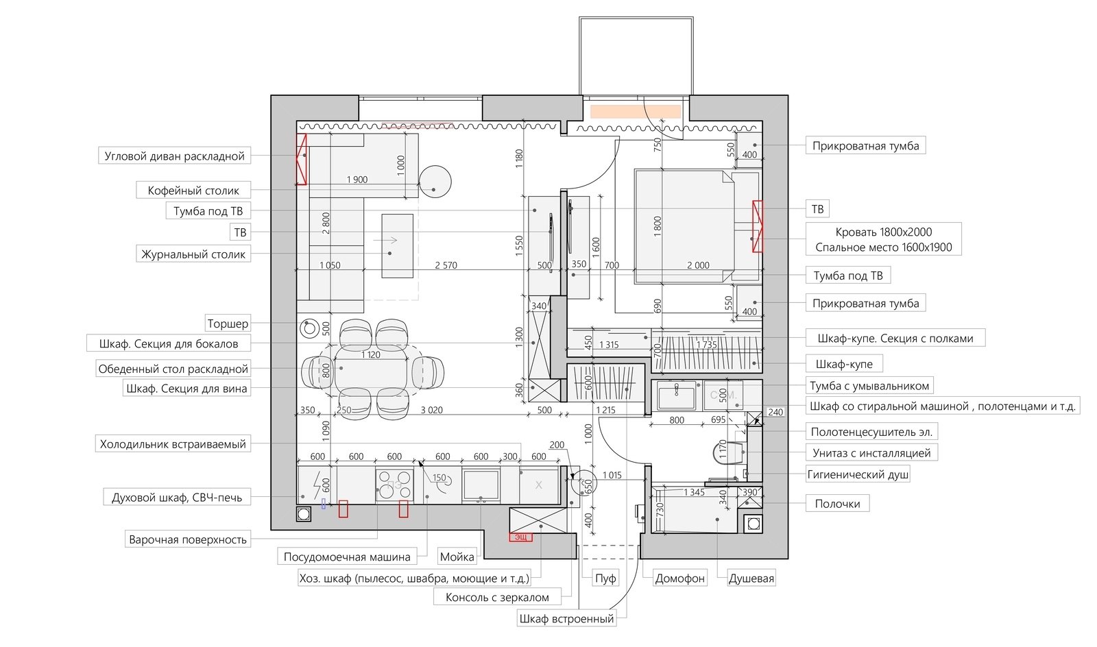 План с расстановкой мебели План с расстановкой мебели