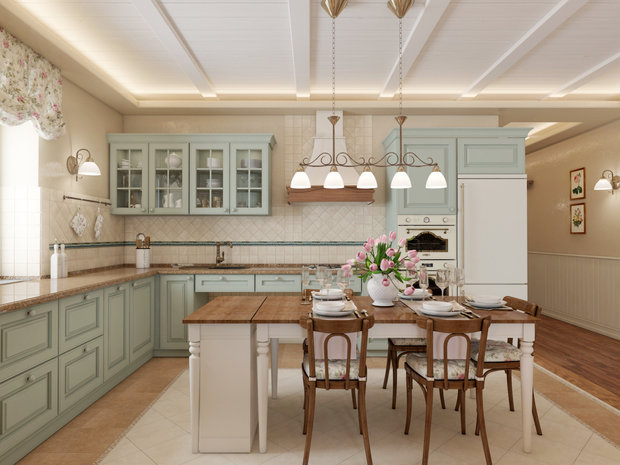 Фотография: Кухня и столовая в стиле Прованс и Кантри, Современный, Дом, Проект недели, Дом и дача, Истринский район, Студия Волковых, 4 и больше, Более 90 метров – фото на INMYROOM