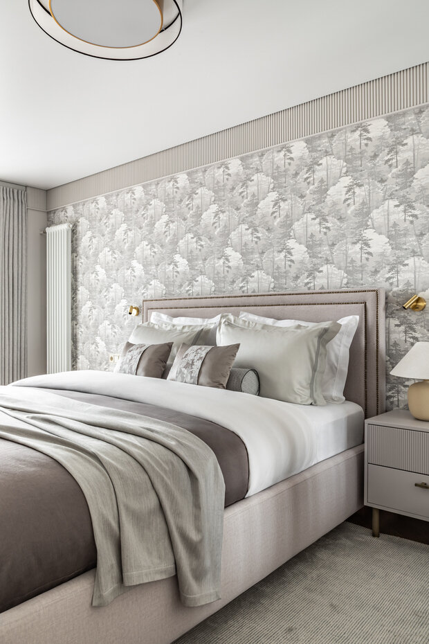 Фотография: Спальня в стиле Современный, Квартира, Проект дня, Москва, Тишинка, Кирпичный дом, 2 комнаты, 60-90 метров, Анастасия Козловская – фото на INMYROOM