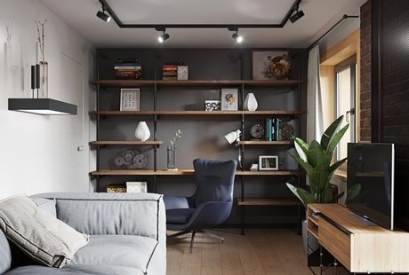 Проект интерьера "Black wall", Минск, 53 м.кв.