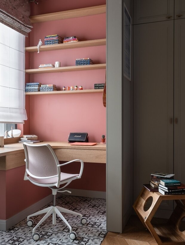 Фотография: Кабинет в стиле Классический, Современный, Квартира, Проект недели, Москва, Евгения Ермолаева, 2 комнаты, 40-60 метров, Анастасия Васьковская – фото на INMYROOM