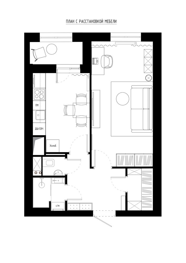 Фотография: Планировки в стиле , Современный, Квартира, Проект дня, 1 комната, 40-60 метров, Анна Иноземцева – фото на INMYROOM Фотография: Планировки в стиле , Современный, Квартира, Проект дня, 1 комната, 40-60 метров, Анна Иноземцева – фото на INMYROOM