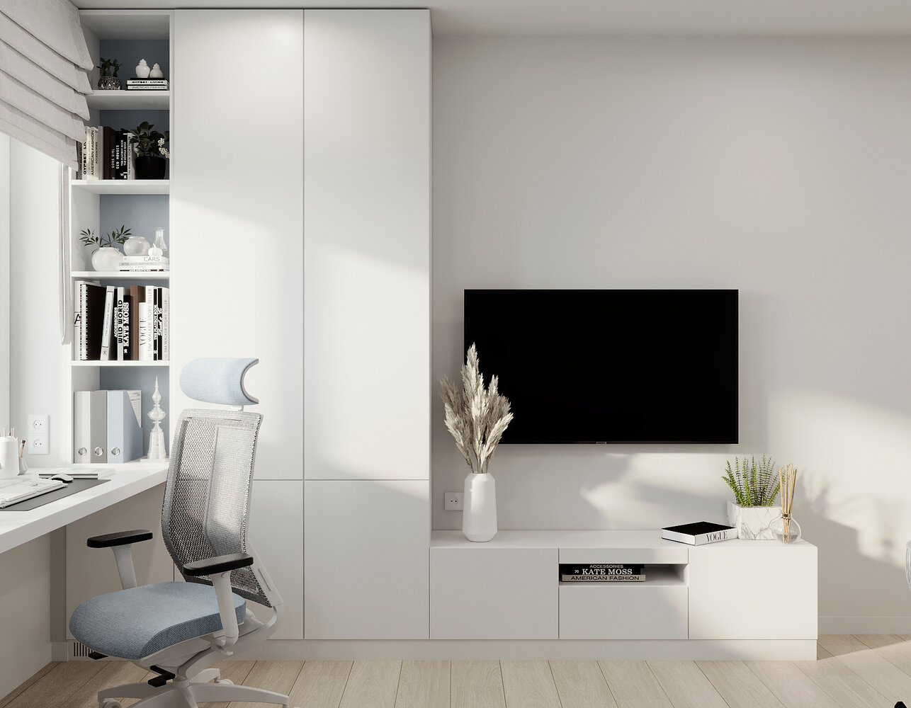 Фотография: Кабинет в стиле Современный, Квартира, Проект недели, Москва, 40-60 метров, Башня Вулыха, Студия Василисы Максимаджи, Василиса Максимаджи – фото на INMYROOM Фотография: Кабинет в стиле Современный, Квартира, Проект недели, Москва, 40-60 метров, Башня Вулыха, Студия Василисы Максимаджи, Василиса Максимаджи – фото на INMYROOM