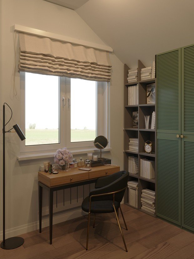 Фото из портфолио Спальня с выделенной гардеробной в частном доме – фотографии дизайна интерьеров на INMYROOM