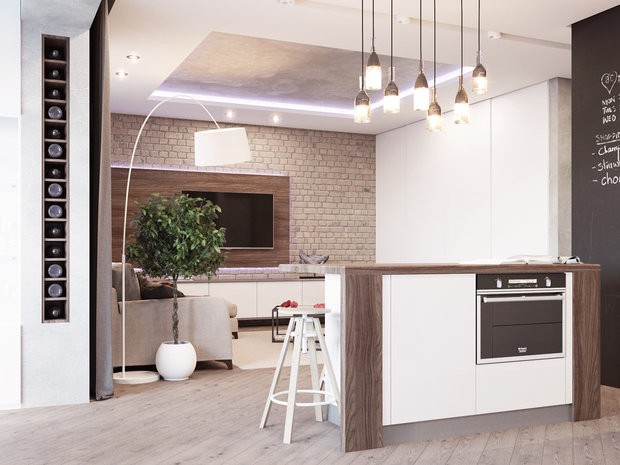 Фото из портфолио Мягкий лофт на двух уровнях  – фотографии дизайна интерьеров на INMYROOM