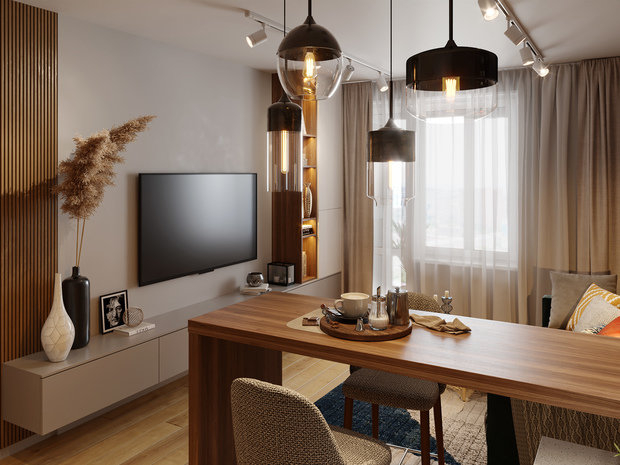 Фотография: Гостиная в стиле Современный, Малогабаритная квартира, Квартира, Студия, Проект недели, Москва, до 40 метров, KS Interiors, Екатерина Силантьева – фото на INMYROOM