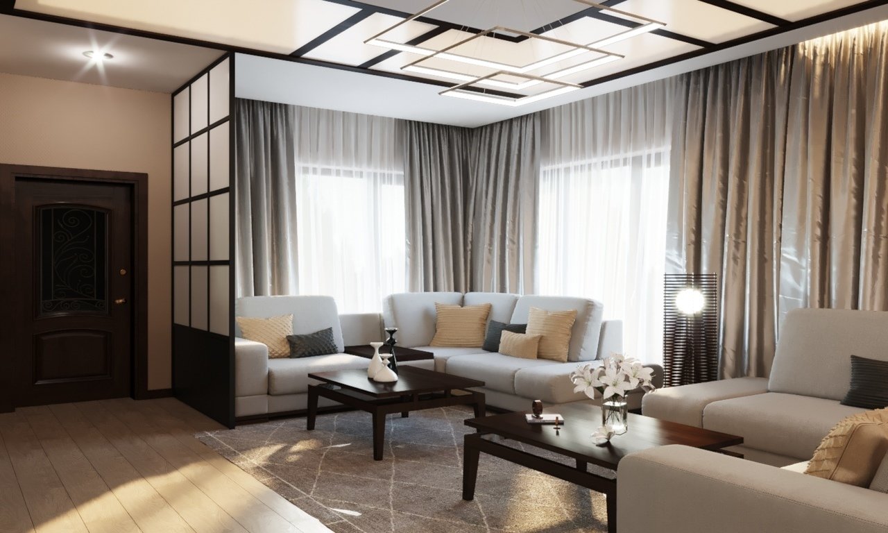 Фото из портфолио Гостиная и столовая в японском стиле – фотографии дизайна интерьеров на INMYROOM Фото из портфолио Гостиная и столовая в японском стиле – фотографии дизайна интерьеров на INMYROOM