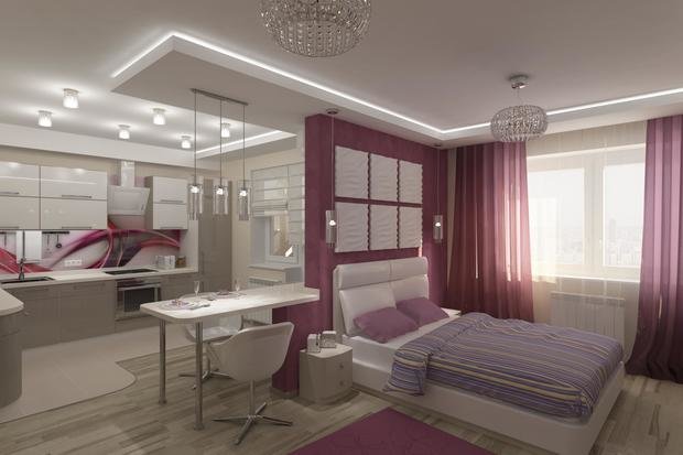 Фото из портфолио гостиная-спальня-кухня – фотографии дизайна интерьеров на INMYROOM