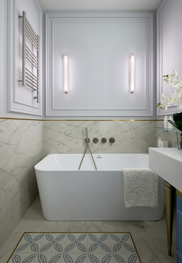Фотография: Ванная в стиле Классический, Современный, Квартира, Проект дня, 3 комнаты, Более 90 метров, Эксклюзивные проекты, современный с элементами неоклассики, Новосибирская область, Кольцово – фото на INMYROOM