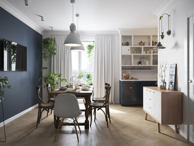 Фотография: Кухня и столовая в стиле Скандинавский, Квартира, Проект недели, Санкт-Петербург, Более 90 метров, Денис Красиков, Cartelle Design, двухуровневая квартира – фото на INMYROOM