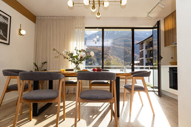 Фотография: Кухня и столовая в стиле Современный, Квартира, Проект дня, Сочи, Блочный дом, 3 комнаты, 60-90 метров, Красная Поляна, современный с элементами минимализма и скандинавского стиля, Анна Терентьева – фото на INMYROOM