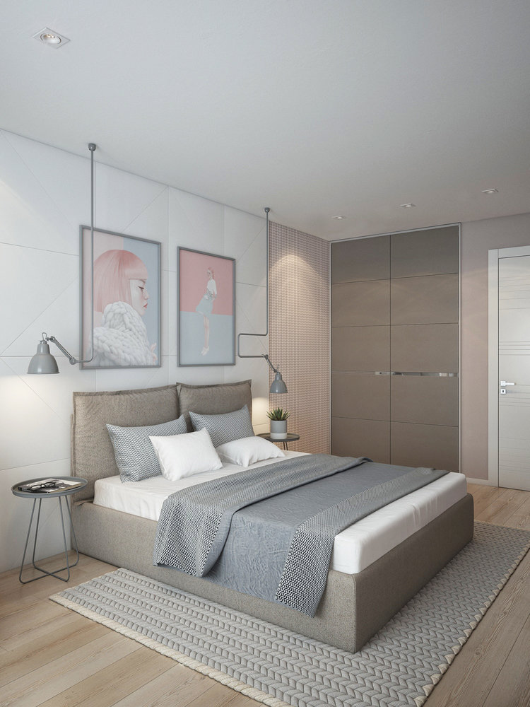 Фотография: Спальня в стиле Современный, Скандинавский, Квартира, Проект недели, Санкт-Петербург, Монолитный дом, Мария Панченко, 2 комнаты, 40-60 метров – фото на INMYROOM
