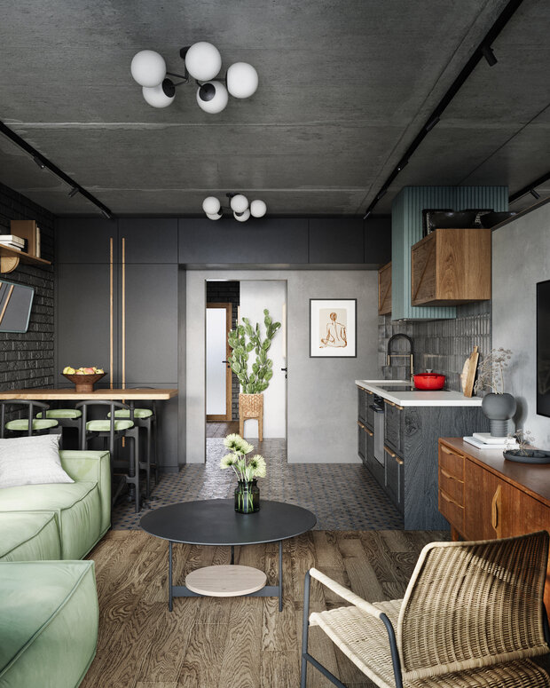 Фотография: Кухня и столовая в стиле Лофт, Современный, Эклектика, Квартира, Проект недели, Санкт-Петербург, Макс Жуков, ToTaste Studio, 4 и больше, Более 90 метров, Монолитно-кирпичный – фото на INMYROOM