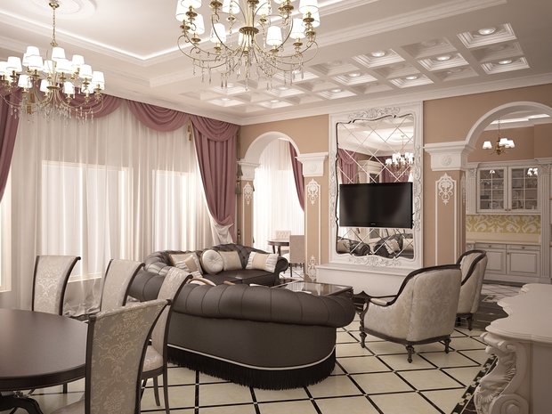 Фото из портфолио Гостиная + Кухня – фотографии дизайна интерьеров на INMYROOM