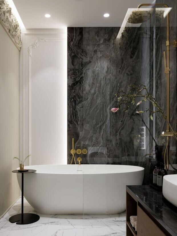 Фотография: Ванная в стиле Классический, Современный, Квартира, Проект дня, Санкт-Петербург, 3 комнаты, Более 90 метров, Елена Лебедева – фото на INMYROOM