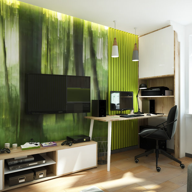 Фото из портфолио Гостиная-кухня в экостиле – фотографии дизайна интерьеров на INMYROOM