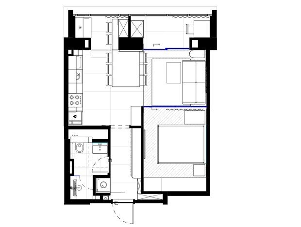 Фотография: Планировки в стиле , Малогабаритная квартира, Квартира, Проект дня, Москва, 1 комната, 40-60 метров, эклектика с элементами современного, Александр Джикаеви – фото на INMYROOM