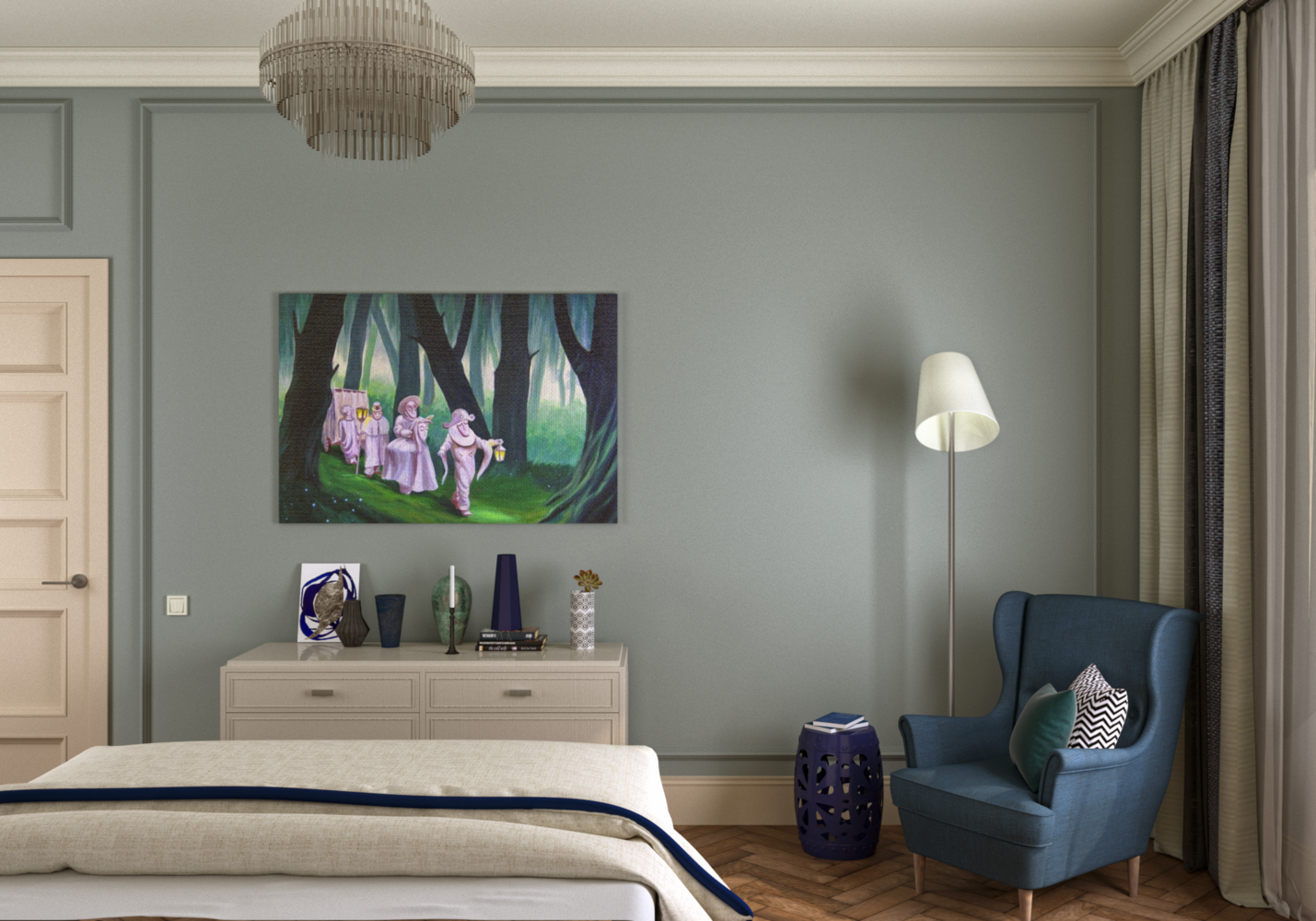 Фотография: Спальня в стиле Современный, Квартира, Проект недели, Москва, Ирина Бронникова, Ирина Кривцова, Сталинка, 2 комнаты, 60-90 метров – фото на INMYROOM