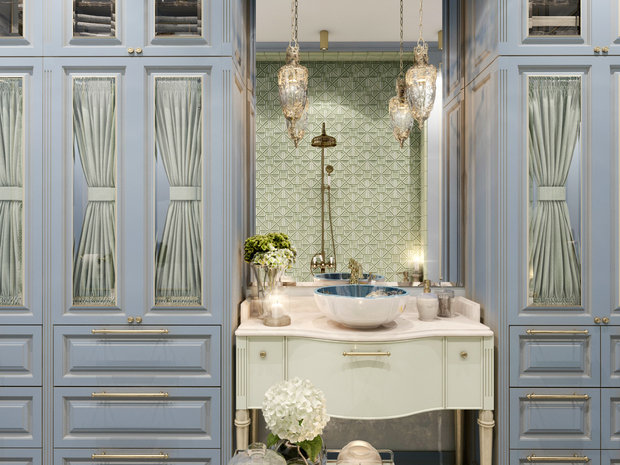 Фотография: Ванная в стиле Классический, Эклектика, Квартира, Проект недели, Москва, Яна Волкова, Юрий Волков, Студия Волковых, новостройка, Монолитный дом, 2 комнаты, 60-90 метров – фото на INMYROOM
