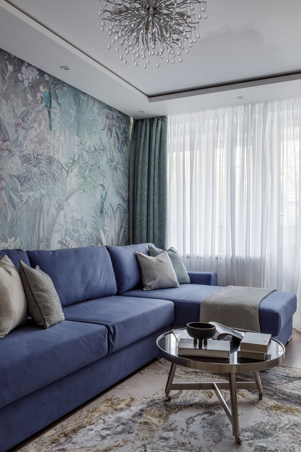 Фотография: Гостиная в стиле Современный, Квартира, Проект дня, Москва, И-522А, Панельный дом, 3 комнаты, 60-90 метров, Ольга Филиппова – фото на INMYROOM