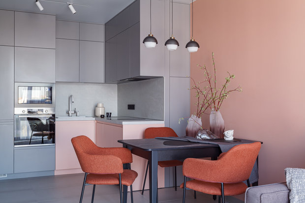 Фотография: Кухня и столовая в стиле Современный, Минимализм, Квартира, Проект недели, Самара, 2 комнаты, 40-60 метров, HomeBox Interiors, Яна Феклина, Лидия Анищенко – фото на INMYROOM