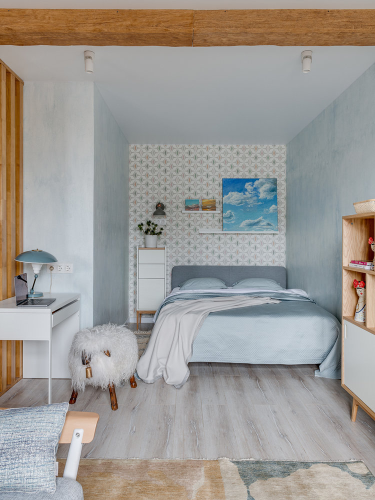 Фотография: Спальня в стиле Скандинавский, Современный, Малогабаритная квартира, Квартира, Студия, Проект недели, Красногорск, до 40 метров, Элина Богомолова – фото на INMYROOM Фотография: Спальня в стиле Скандинавский, Современный, Малогабаритная квартира, Квартира, Студия, Проект недели, Красногорск, до 40 метров, Элина Богомолова – фото на INMYROOM