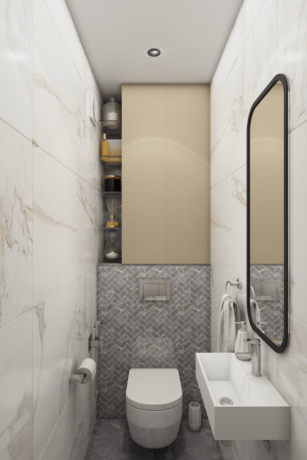 Визуализация ванной комнаты в современном стиле с элементами минимализма