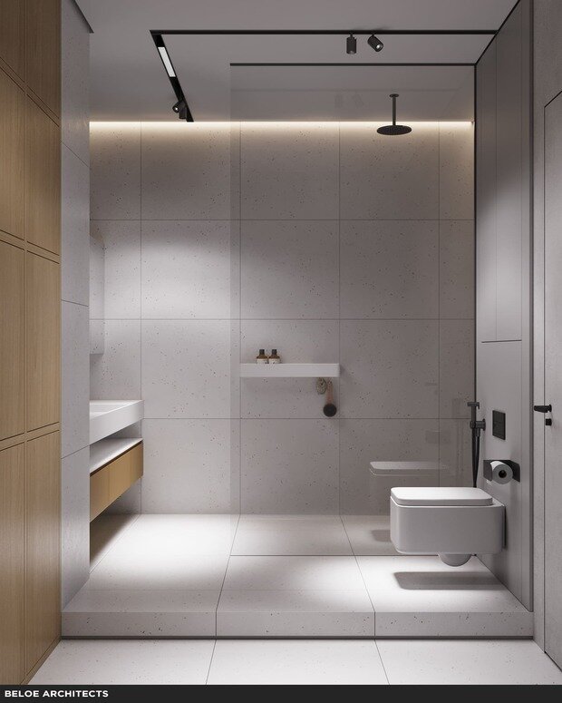 Визуализация ванной комнаты в стиле минимализм