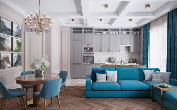 Фотография: Кухня и столовая в стиле Классический, Современный, Квартира, Проект недели, Химки, Екатерина Попова, Московская область, Студия 3.14, Тимур Абдрахманов, Борис Комаровский, новостройка, Алена Горшкова, Монолитный дом, 4 и больше, Более 90 метров – фото на INMYROOM